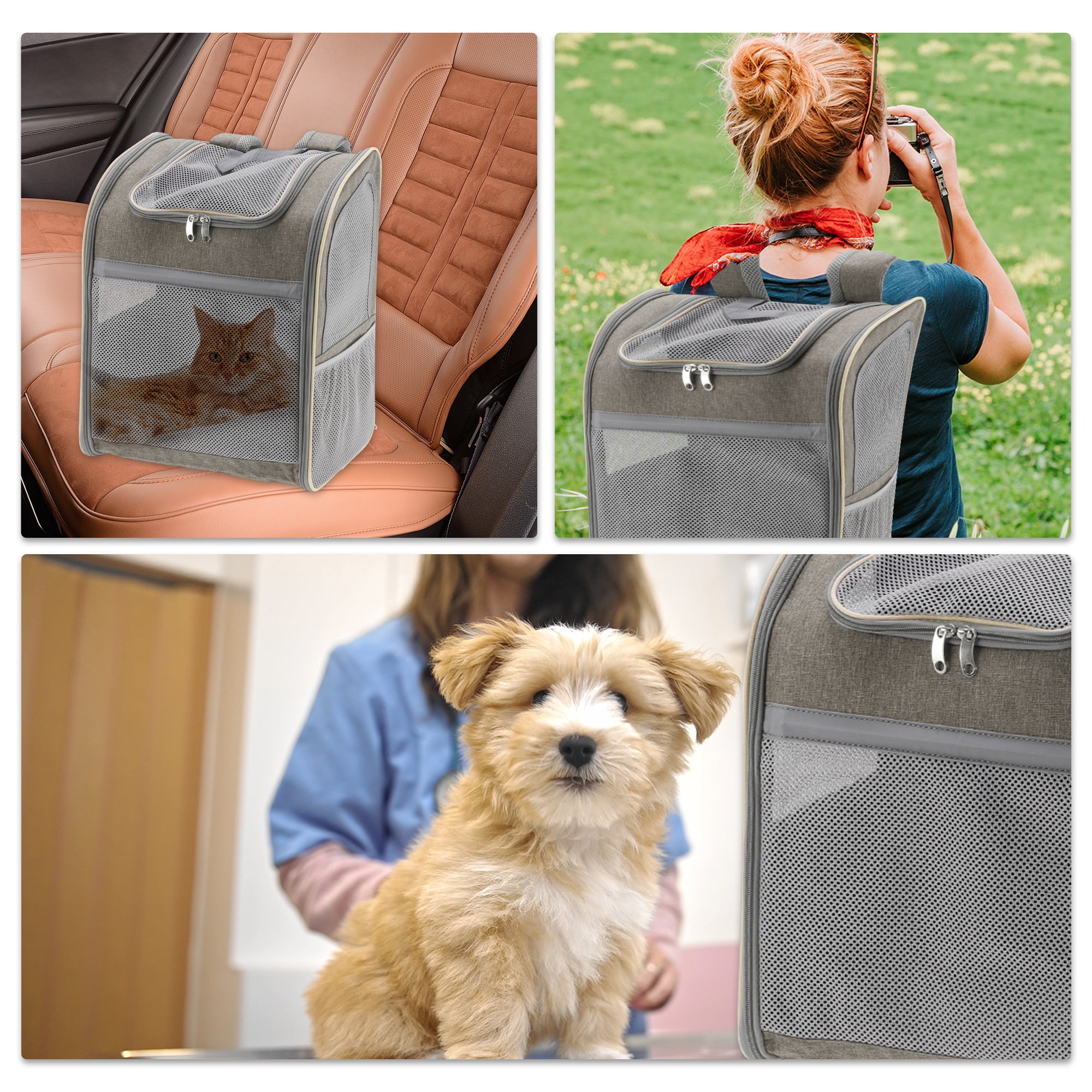 Unique Bargains Comfortable Pet Backpack for Cats and Small Dogs Foldable Transport Box