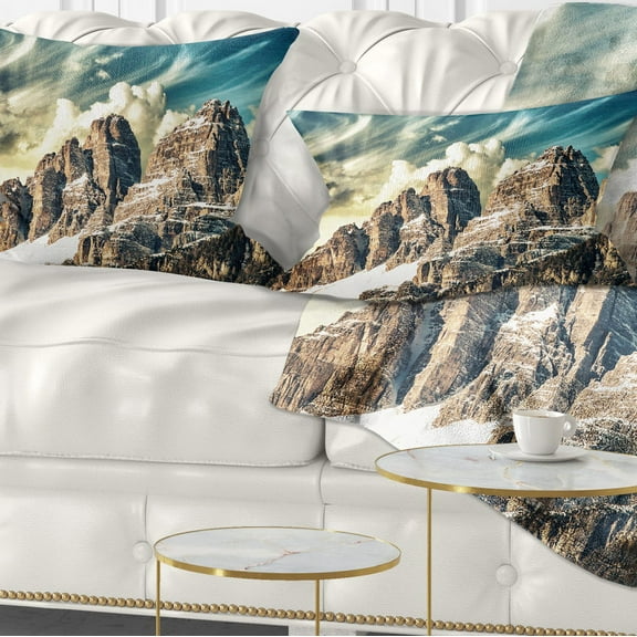 Designart High Peaks of Dolomites - Landscape Photo Throw Pillow - 12x20