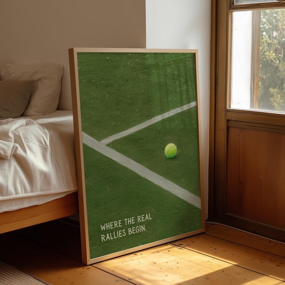 Tennis Court Print, Sporty Green Wall Art Home Decor #253, Unframed Poster Size 8x12