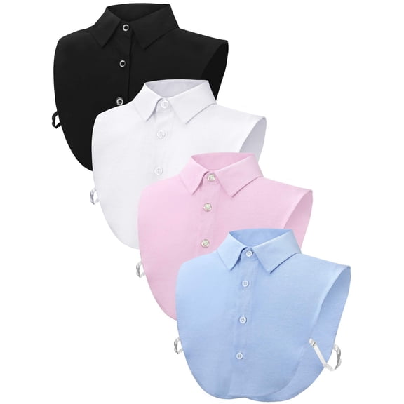 4 Pcs Fake Collar Detachable False Dicky Collar Half Shirts Round for Women Outfits Halloween Costume Accessories