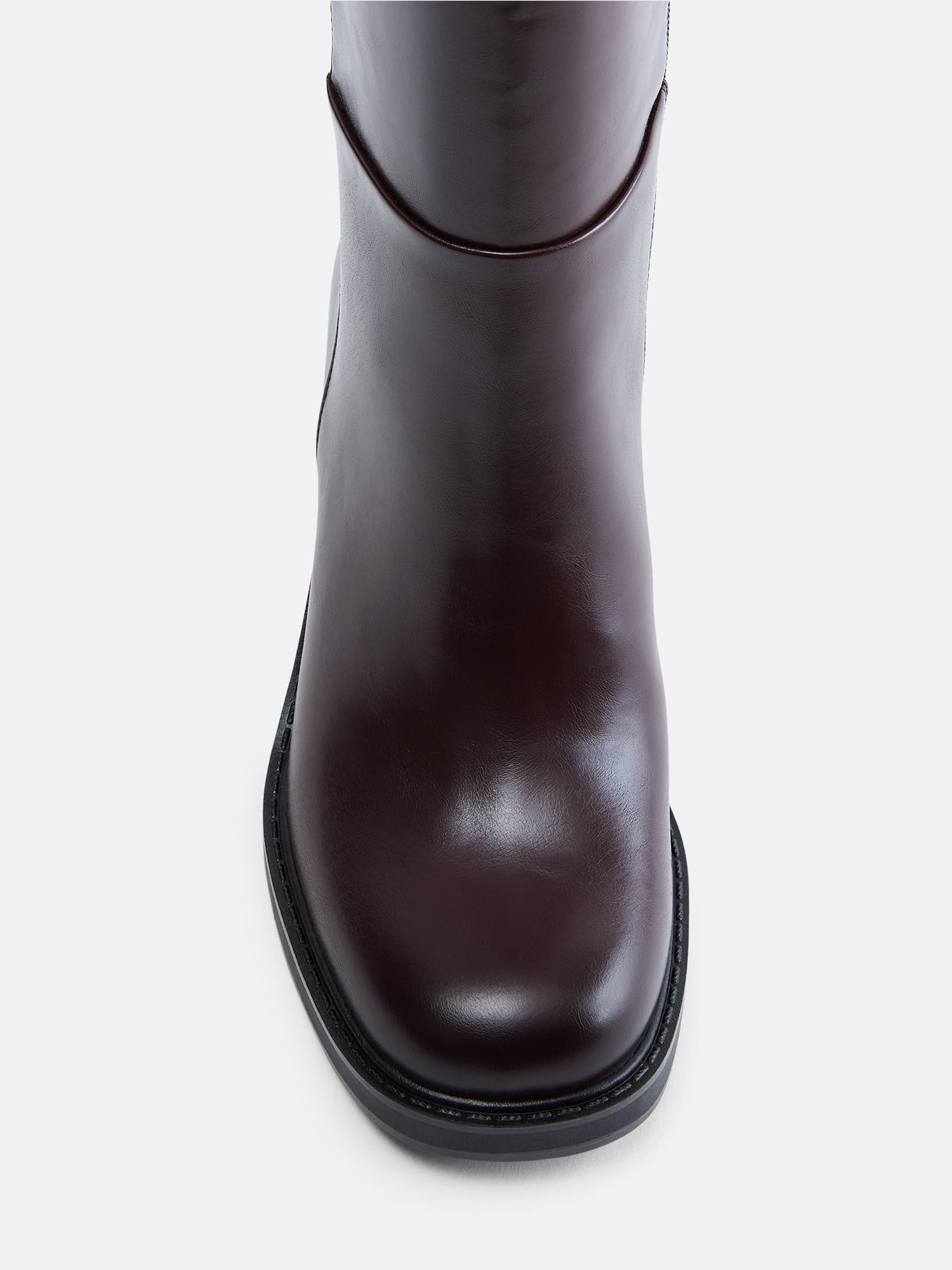Madden NYC Women's Tall Faux Leather Boots with Stacked Heel