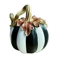 thumbnail image 6 of CQCYD under $5 Resin Pumpkins, Halloween Black and White Resin Pumpkins – Modern Fall Decorative Pumpkin with Gold Stems Striped Designs for Autumn Thanksgiving Tabletop Tray Centerpeice Decor, 6 of 9