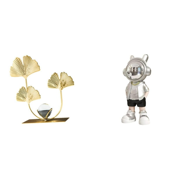 Estatua de figura,Estatuas de hojas y flores de metal,esculturas decorativas,Figuras decorativas para el hogar,para estante,mesa o vitrina.,Figura de escritorio,Estatua de astronauta para