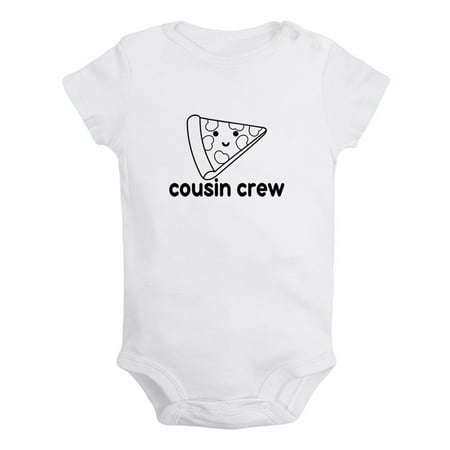 

Cousin Crew & Pizza Image Print Funny Rompers For Babies Newborn Baby Unisex Bodysuits Infant Jumpsuits Toddler 0-12 Months Kids One-Piece Oufits (White 0-6 Months)