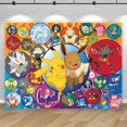 thumbnail image 3 of Banner de feliz cumpleaños, telón de fondo grande de Pokémon, decoración de Pikachu para niños, baby shower, monstruo de bolsillo, accesorios de fondo de anime, póster, 3 of 5