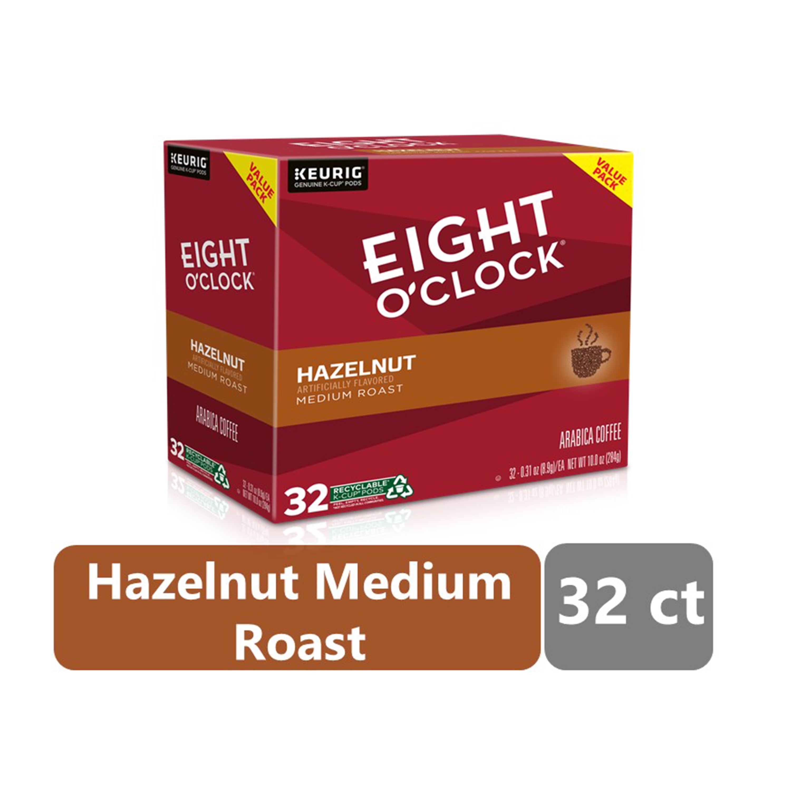 Eight O'Clock Hazelnut Medium Roast Arabica Coffee KCup Pods Value