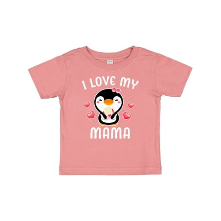 

Inktastic I Love My Mama with Cute Penguin and Hearts Gift Baby Girl T-Shirt