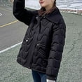 thumbnail image 3 of Jinhomg Comfy Down Jacket for Women Fall Winter Warm Long Sleeve Lapel Collar Puffer Coat Trendy Solid Double Closure Drawstring Waist Outerwear with Pockets Limited Time Deal Black L, 3 of 6
