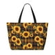 thumbnail image 2 of Fotbe Brown Blue Plaid Sunflower Bolsa de Viaje para Playa - Resistente al Agua, Bolsa Tote de Gran Capacidad y Ligera con 7 Bolsillos para Mujeres y Hombres, 2 of 7