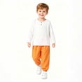 thumbnail image 2 of oelaio Toddler Baby Kid Fall Winter Clothes 2 Piece Outfit Long Sleeve Henley Shirt and Cinch Bottom Pants Set Boys Girls Casual Sweatsuit Sets Orange 3 Years, 2 of 6