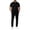 Black, variant on Men's 2-Piece Casual Waffle Knit Outfit, Short Sleeve Button-Down Shirt & Drawstring Pants Set, Modern Smart-Casual Ensemble Blue M