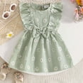 thumbnail image 2 of CAICJ98 Toddler Girls Ruffle Dress Floral Print Bow Knot Flowy Summer Beach Dress Clothes for Toddler Girls (Green,18-24 Months), 2 of 3