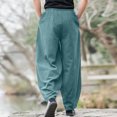 thumbnail image 3 of ZZwxWA Mens Cotton Linen Baggy Pants Casual Harem Sweatpants Drawstring Elastic Waist Yoga Pants Loose Fit Lantern Trouser Solid Color, 3 of 4