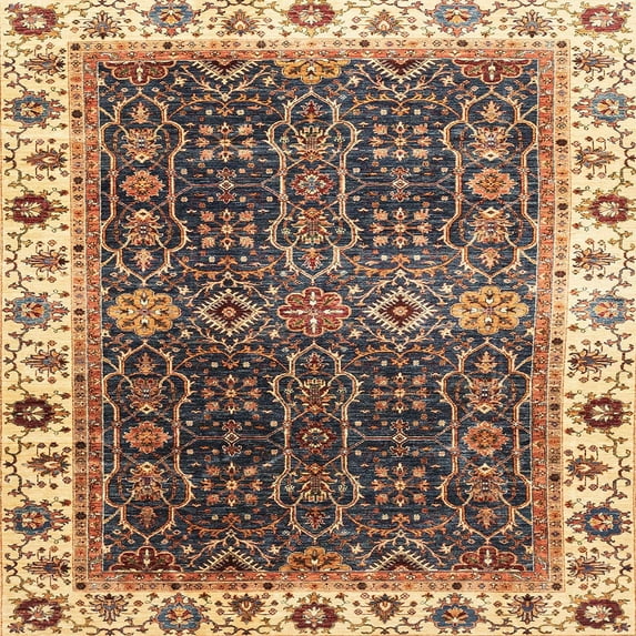 Ahgly Company Machine Washable Indoor Square Abstract Red Brown Area Rugs, 3' Square