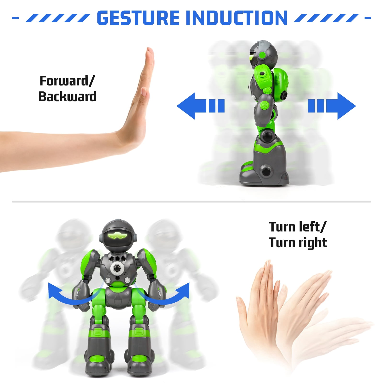 HopeRock RC Robot Toys for Kids, Gesture & Sensing Programmable Remote Control Smart Robot, Birthday Gift for Boys Girls Age 3 4 5 6 7 8+ Year Old(Green)