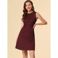 thumbnail image 2 of Vestido De Tweed A Cuadros Sin Mangas Para Mujer Vestidos De Trabajo De Pata De Gallo Entallados Y Acampanados BorgoÃ±a-B XS Unique Bargains Oficina De Citas Patinador Damas Cortas Dama Elegante, 2 of 6