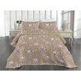 thumbnail image 2 of Ambesonne Flowers Vintage Quilted Bedspread Set 3 Pcs, Cottagecore Floral, King, Lavender Warm Taupe, 2 of 4
