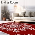 thumbnail image 2 of ODIKA 3'x5' Machine Washable Non-Slip Area Rug, Enchanted Frosty Medallion Yuletide Accent High Traffic Rug with Pad, Red, 607888, 2 of 8