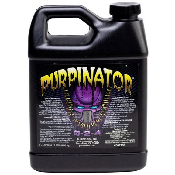 Rhizoflora Purpinator Specialty Soil and Hydroponic Plant Nutrient, 1 Quart