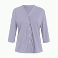 thumbnail image 4 of Godom Womens Button Down Shirts 3/4 Sleeve V Neck Dress Blouses Business Casual Tops, 4 of 7