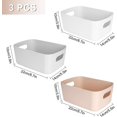 thumbnail image 5 of Juego de 3 cestas de almacenamiento de plástico con asas - Cajas de almacenamiento pequeñas y ligeras - Ideales para baño, cocina, guardería, cosméticos, cajones, estantes, 5 of 5