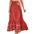 thumbnail image 3 of Sexy Dance Women Boho Floral Print Elastic High Waist Pleated A Line Maxi Skirt Single Breasted Swing A-Line Skirts, 3 of 3
