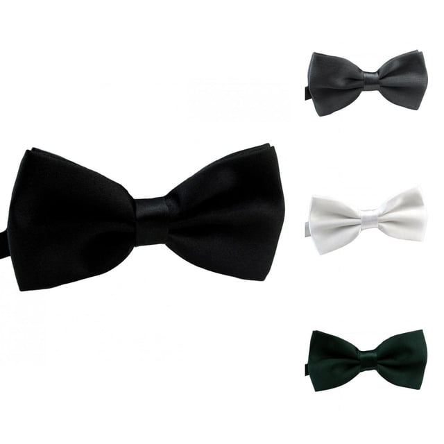Men Tie Bow Smooth Solid Color Adjustable Lightweight Korean Style Wedding Tie for Party Banquet Prom