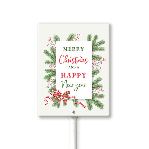 Christmas Yard Signs with Metal Stakes, 8×12 Inch Christmas Decorations Outdoor Yard, Happy New Year Holiday Xmas Garden Yard Supplies for Winter Party Outdoor Front Yard Lawn