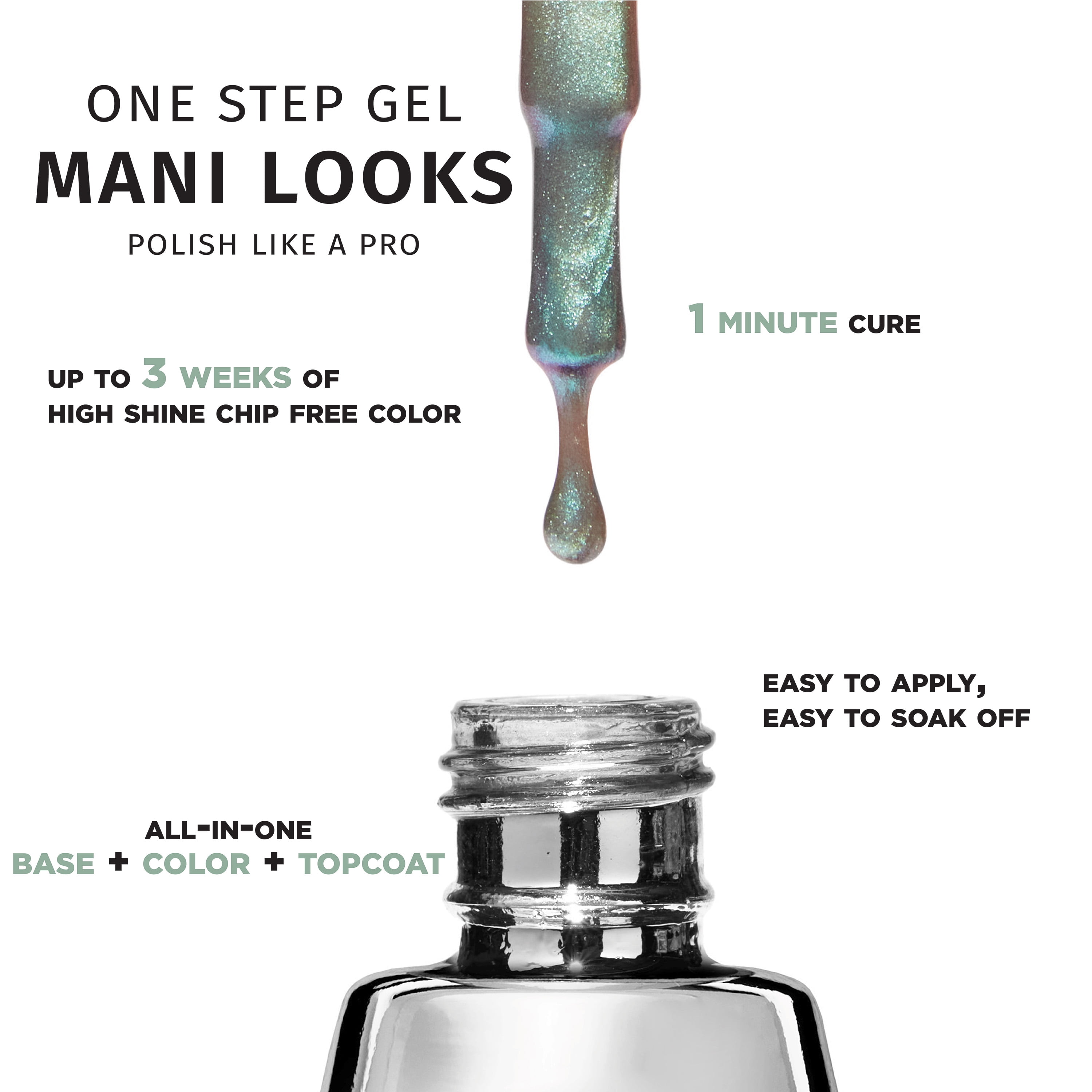 Salon Perfect One Step Gel, Moon Beam, Silver Nail Polish, 0.5 fl oz