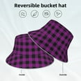 thumbnail image 2 of Sikiie Purple Black Plaid Reflective Double-Sided Bucket Hat, Sun Hat, for Gardening, Beaching, Camping, Hiking, Fishing, 2 of 6