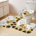 thumbnail image 3 of Pastoral Flower Bathroom Rugs Set Home Sweet Sunflower Leaf Dwarf Bee Non Slip Absorbent Soft Bath Mats 3 Piece Set with Bathroom Rug, U-Shaped Floor Mat, Toilet Seat Cover Small Size, 3 of 9