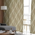 thumbnail image 5 of Brown Stripes Sheer Curtains 63 Inch Length 2 Panels Set, Semi Transparent Voile Rod Pocket Curtains for Living Dining Room Bedroom Drapes Simple Geometric Modern Monochrome, 5 of 8
