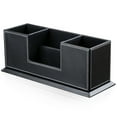 thumbnail image 6 of KINGFOM Desktop Organizer, Leather Pen Holder Office Workspace Organizer Stationery Storage Box Pencil Holder Business Card Holder Black, 6 of 9