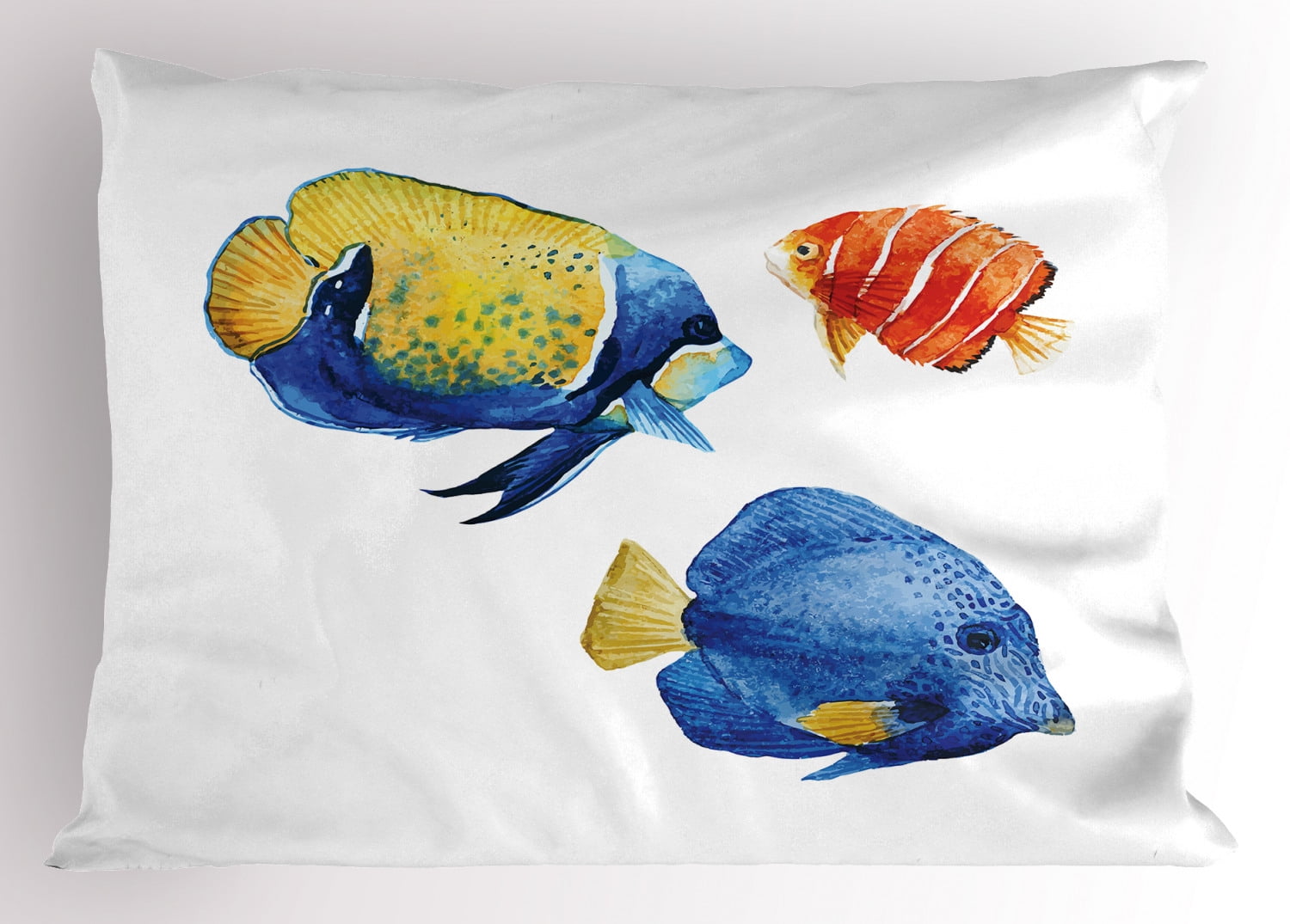 Fish Pillow Sham Tropical Aquarium Life Discus Fish and Goldfish in