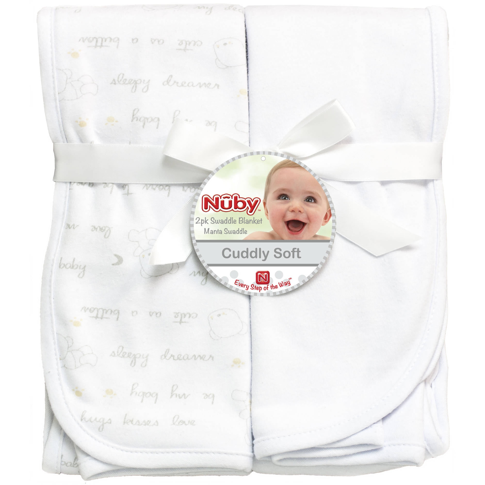 Nuby Neutral Swaddle Blanket, 2pk