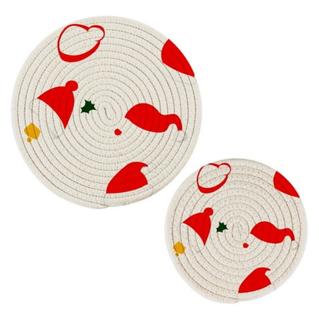 

Christmas Series Santa Hats Cotton Braided Potholders 2 Pack Heat-Resistant Pads 7.09 and 9.45
