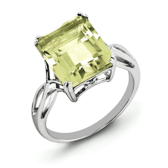 Sterling Silver Rhodium Lemon Quartz Ring QR2955LQ