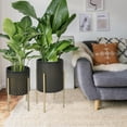 thumbnail image 4 of Oakrain Mid Century Planters for Indoor , Set of 2, Modern Decorative Metal Pots for Living Room, Office, Garden or Balcony, Black&Golden , 10inch&12inch, 4 of 9