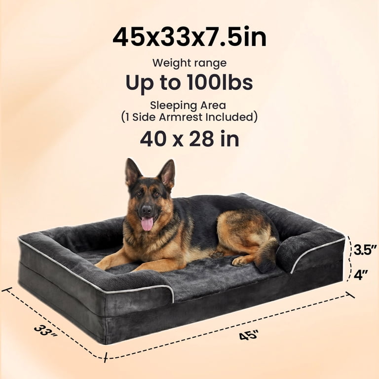 Ophanie Sofa-Style Orthopedic Dog Bed, Black, Large photo 7