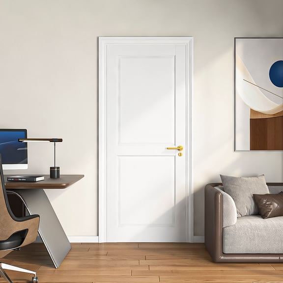 24" X 80"2-Panel Slab Door ,French Interior Door Paintable MDF Door Panel,Pre-Assembled Panel for Closet Pantry Bedroom Livingroom Study Office,White