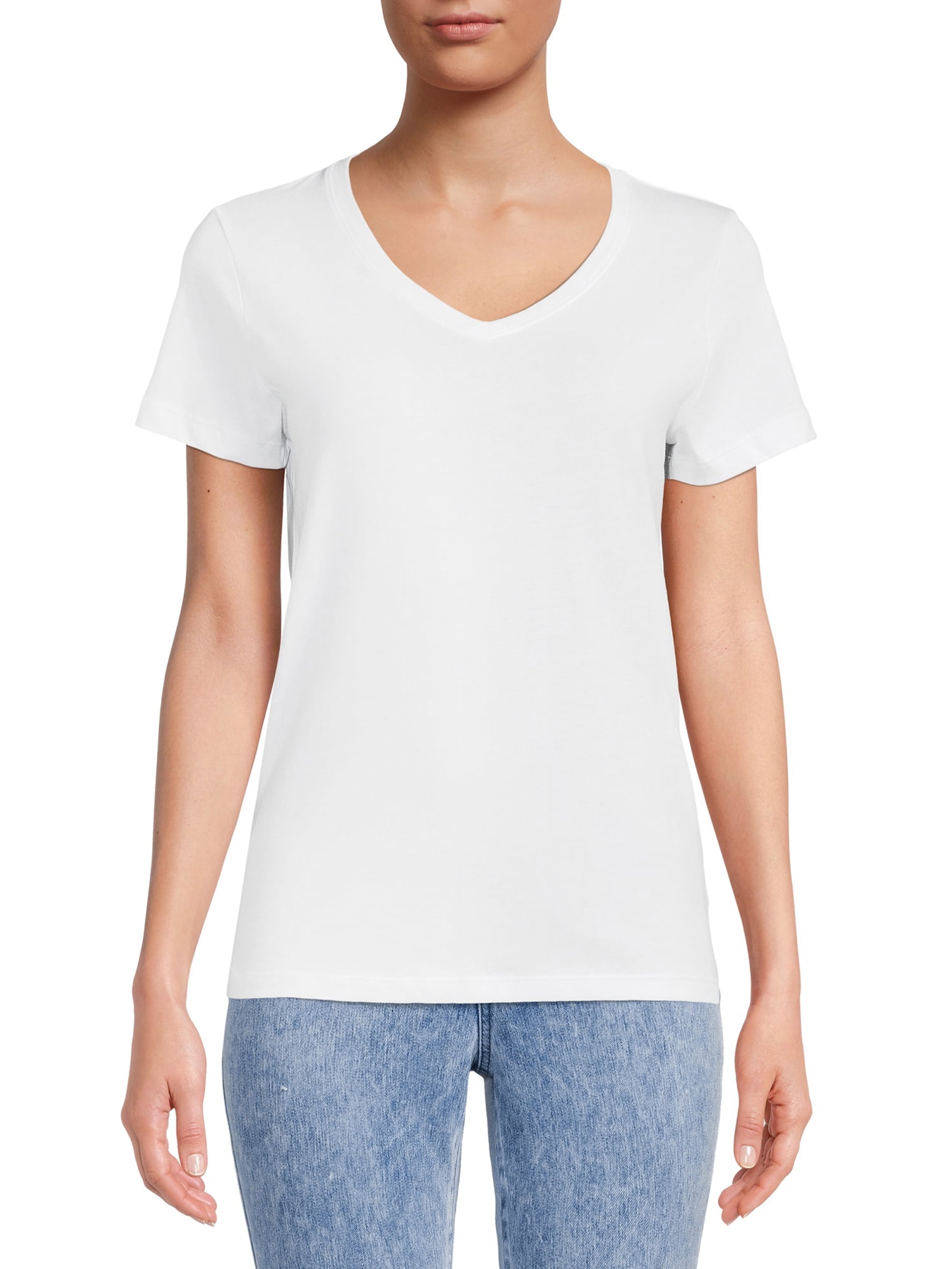 Time and Tru Women's Cotton V-Neck T-Shirt