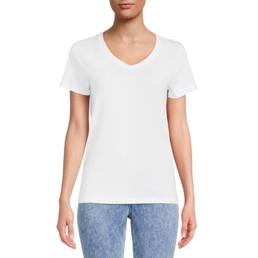 Time and Tru Women's Cotton V-Neck T-Shirt