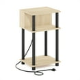 thumbnail image 2 of Furinno Just 3-Tier Turn-N-Tube Open Storage End Table with USB and Type-C Charging Port, Bauhaus Oak/Black, 2 of 7