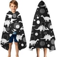 thumbnail image 3 of Dinosaur Silhouette Pattern Hooded Bath Towel，50"x30" for Ages 3 To 12 Kids, Quick Dry Lightweight Soft Microfiber Hood Beach Towel Cover Up for Kids, 3 of 7