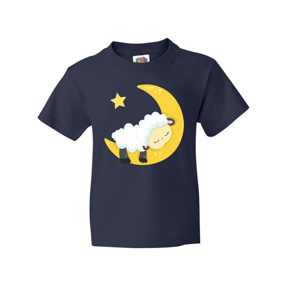 Inktastic Cute Sheep Sleeping On The Moon, White Sheep, Star Youth T-Shirt
