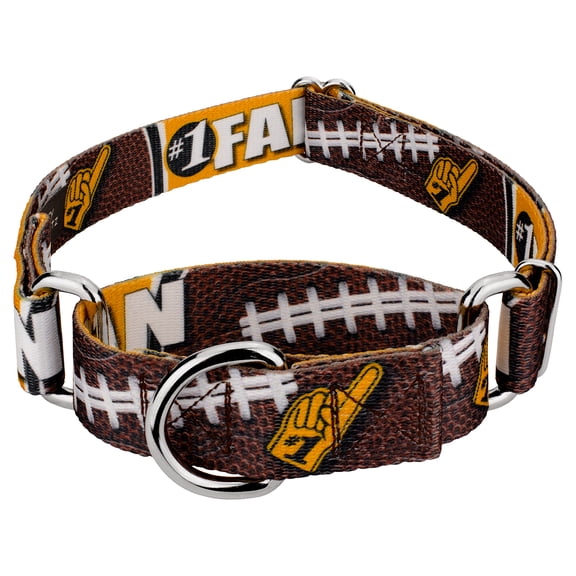 Country Brook Petz® Black and Gold Football Fan Martingale Dog Collar Limited Edition, Small