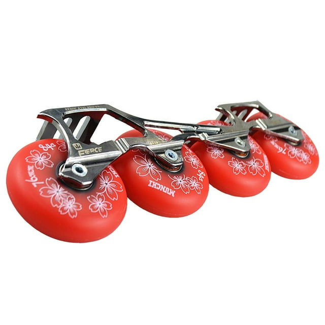 Guardoinrt 4 Pcs Roue de Remplacement pour Patins à Roulettes en Ligne Hockey Mode Fleur de Cerisier Entraînement Physique 84A 72mm Rouge