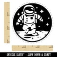 thumbnail image 2 of Astronaut In Space on the Moon Self-Inking Rubber Stamp Ink Stamper - Brown Ink - Small 3/4 Inch, 2 of 7