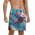 thumbnail image 2 of Kdxio Cute Underwater Axolotl Print Mens Sleep Shorts Bottoms Soft Comfy Pajama Wear Pants with Drawstring Pockets, 2 of 5