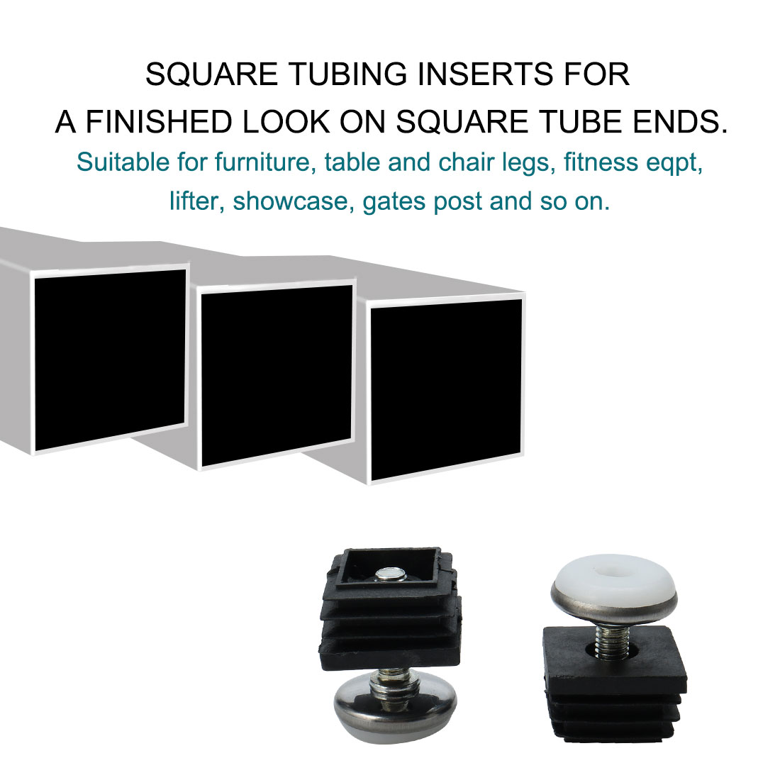 M8 Leveling Feet Square Tube Inserts Furniture Leveler 4 Set